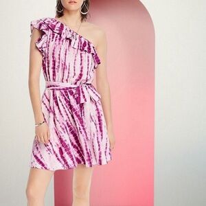 NWT LINI ‘Remi’ Ruffled Tie Dye Mini Dress in “Lavender & White” Size Small